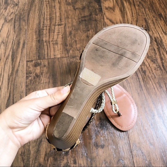 Carlos Santana • Friday sandals leopard pony hair gold braid strap wedge - Picture 10 of 11